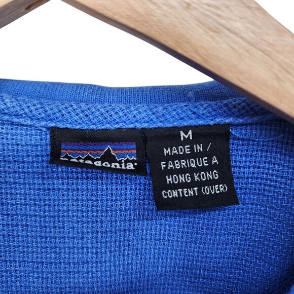Vintage Patagonia Blue Mens Polo‎ Shirt M Short Sleeve Button-Up VTG - Picture 3 of 7